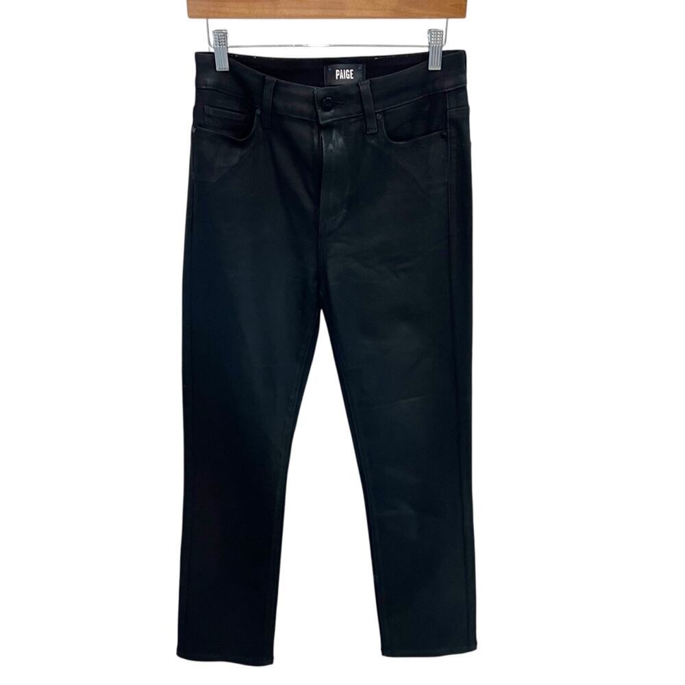 Paige Cindy Black Fog Luxe Coating Straight Jeans Women's 28 High Waisted
